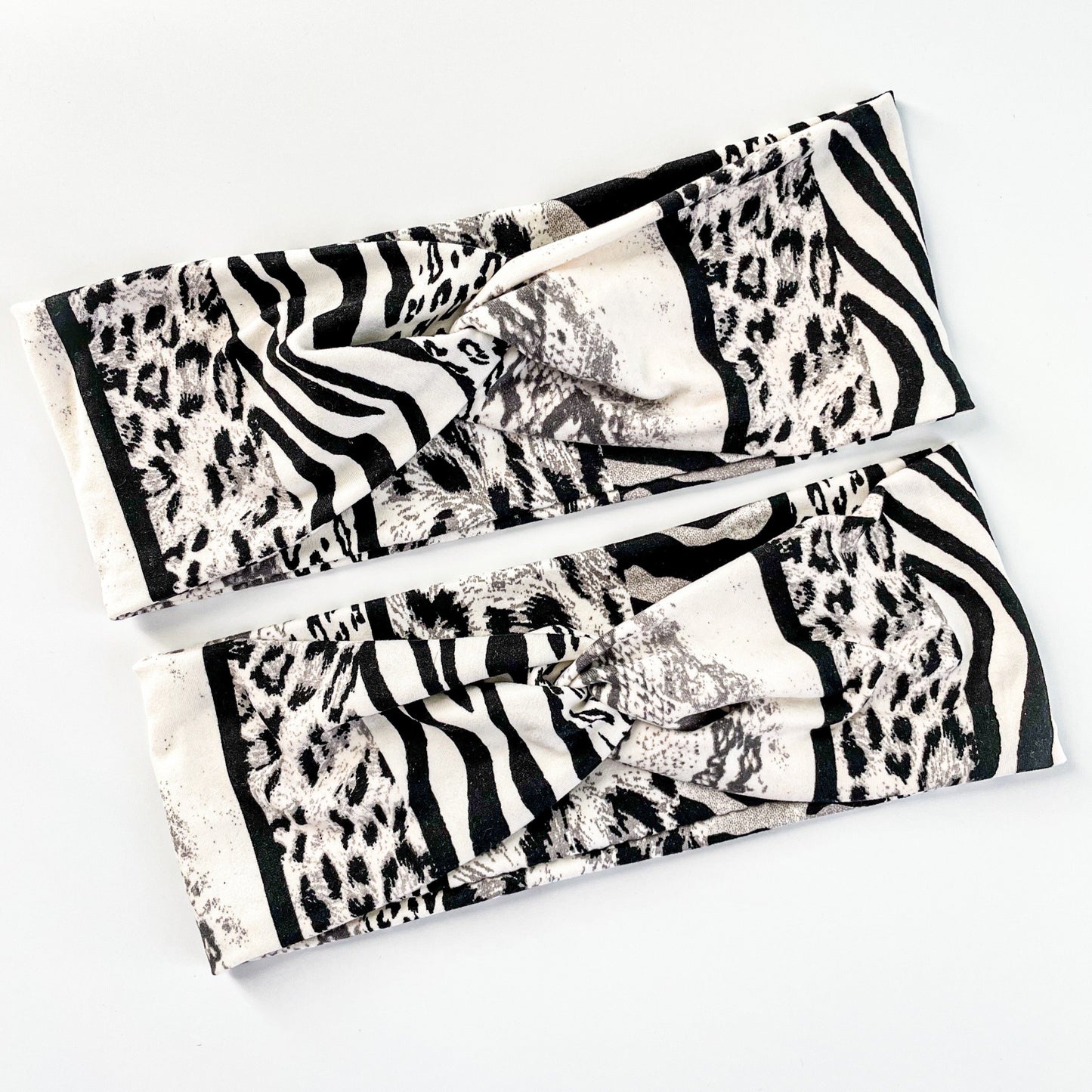 White Zebra Mix Turban Headband