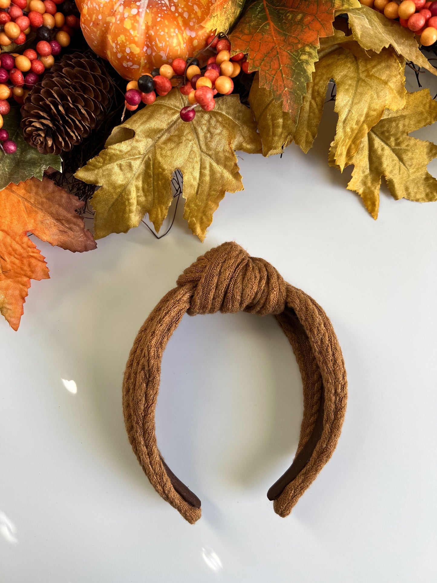 Brown Sweater TopKnot Hard Headband