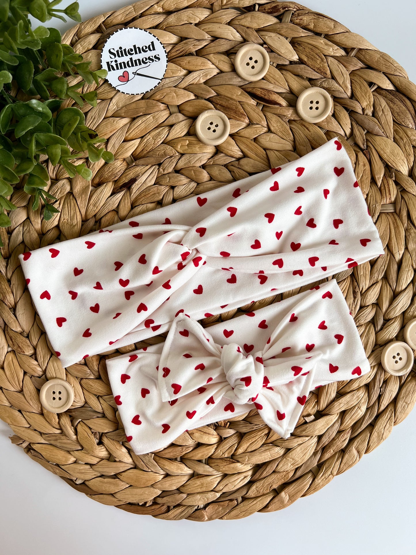 White Red Hearts Toddler/Infant Headband