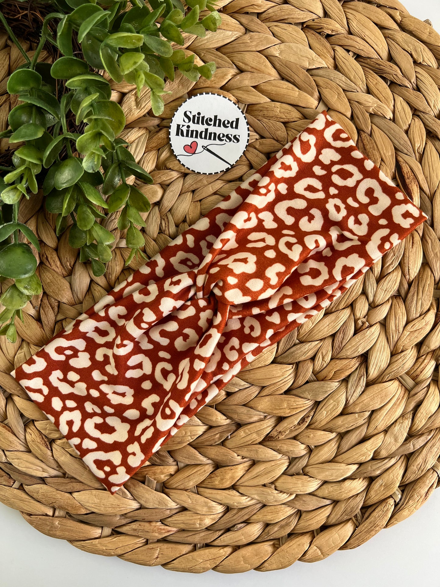 Burnt Orange Cheetah Turban Headband