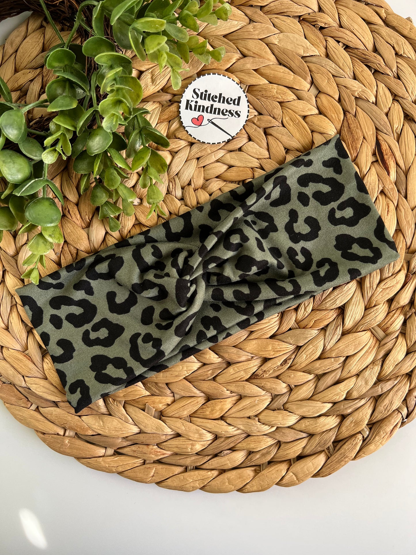 Green and Black Cheetah Turban Headband