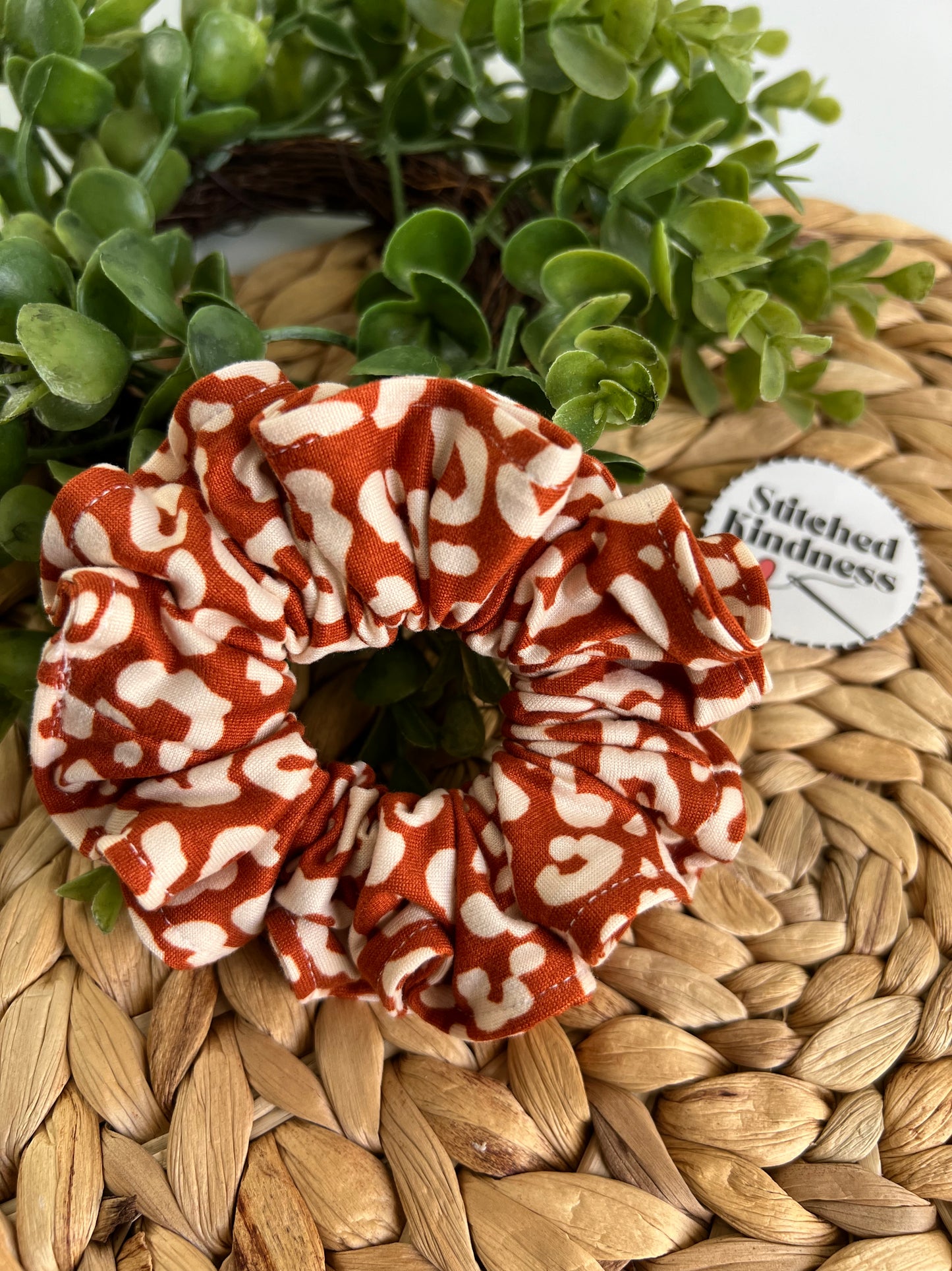 Brunt Orange Cheetah Scrunchies