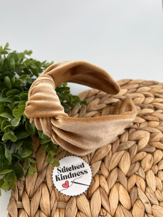 Caramel Velvet TopKnot Hard Headband