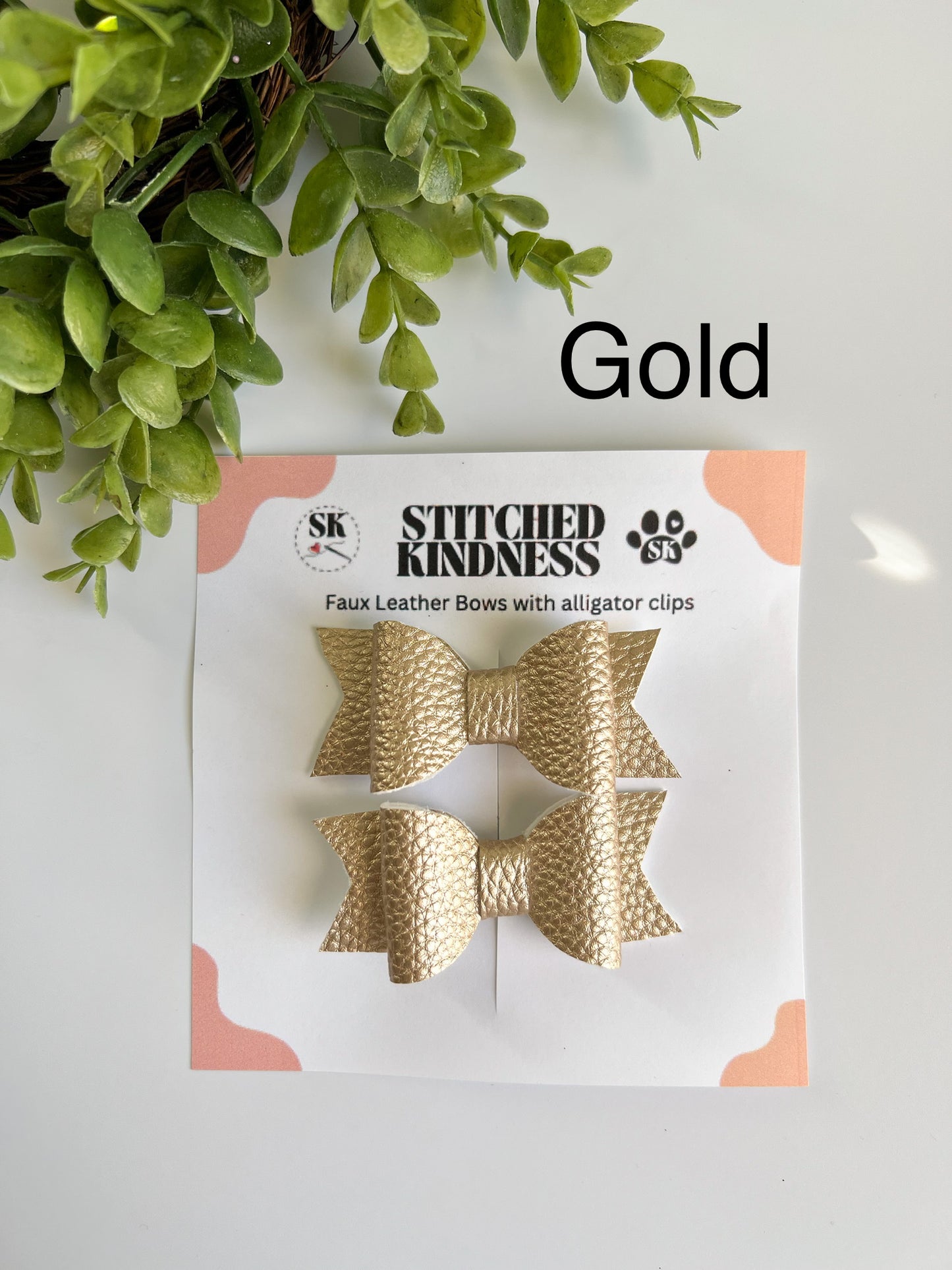 Pig Tails Faux Leather Bows