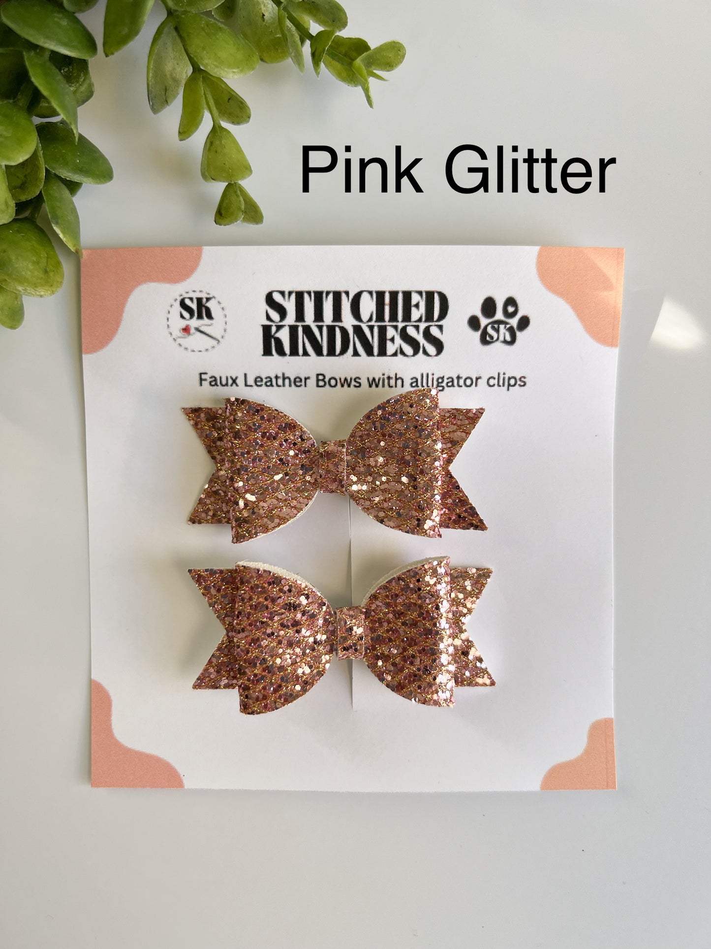 Pig Tails Faux Leather Bows