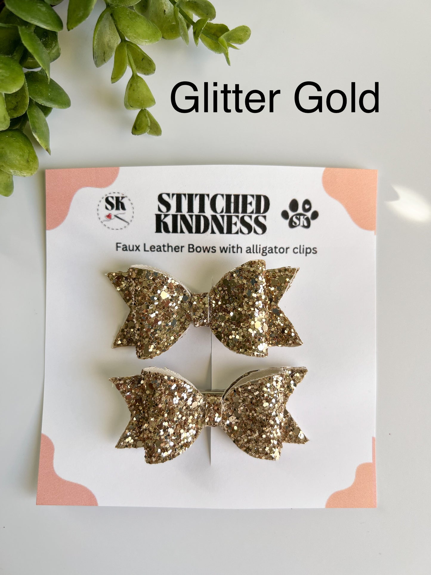 Pig Tails Faux Leather Bows