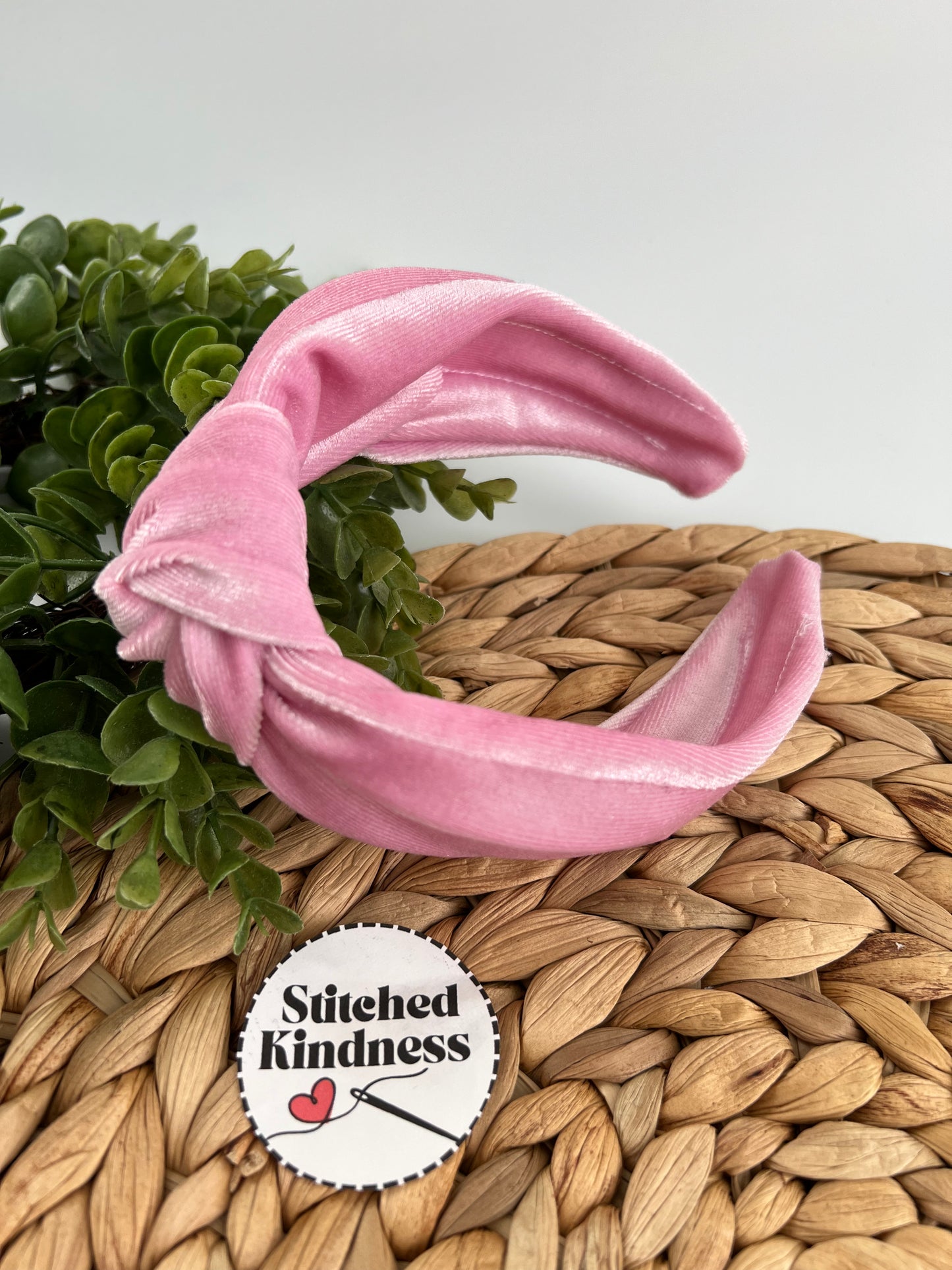 Pink Velvet TopKnot Hard Headband