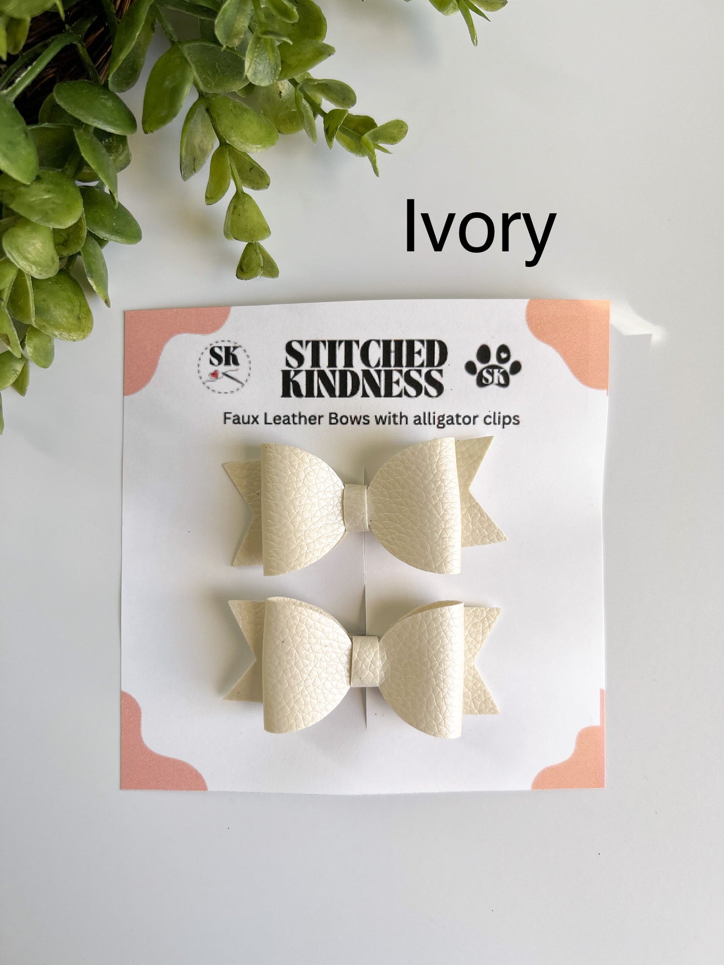 Pig Tails Faux Leather Bows