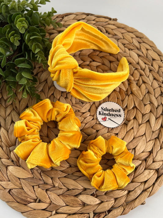 Yellow Velvet TopKnot Hard Headband