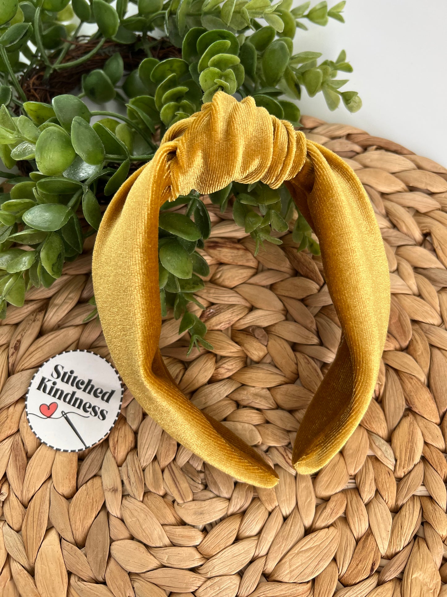 Mustard Velvet TopKnot Hard Headband
