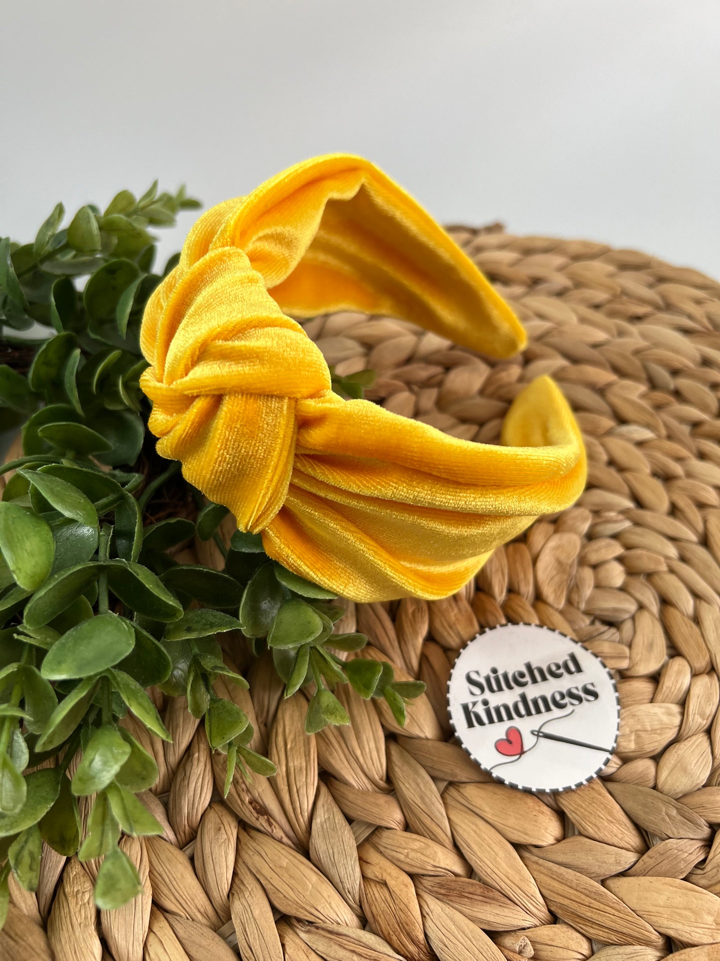 Yellow Velvet TopKnot Hard Headband