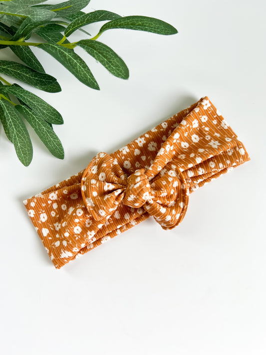 Dainty Floral on Orange Toddler/Infant Headband