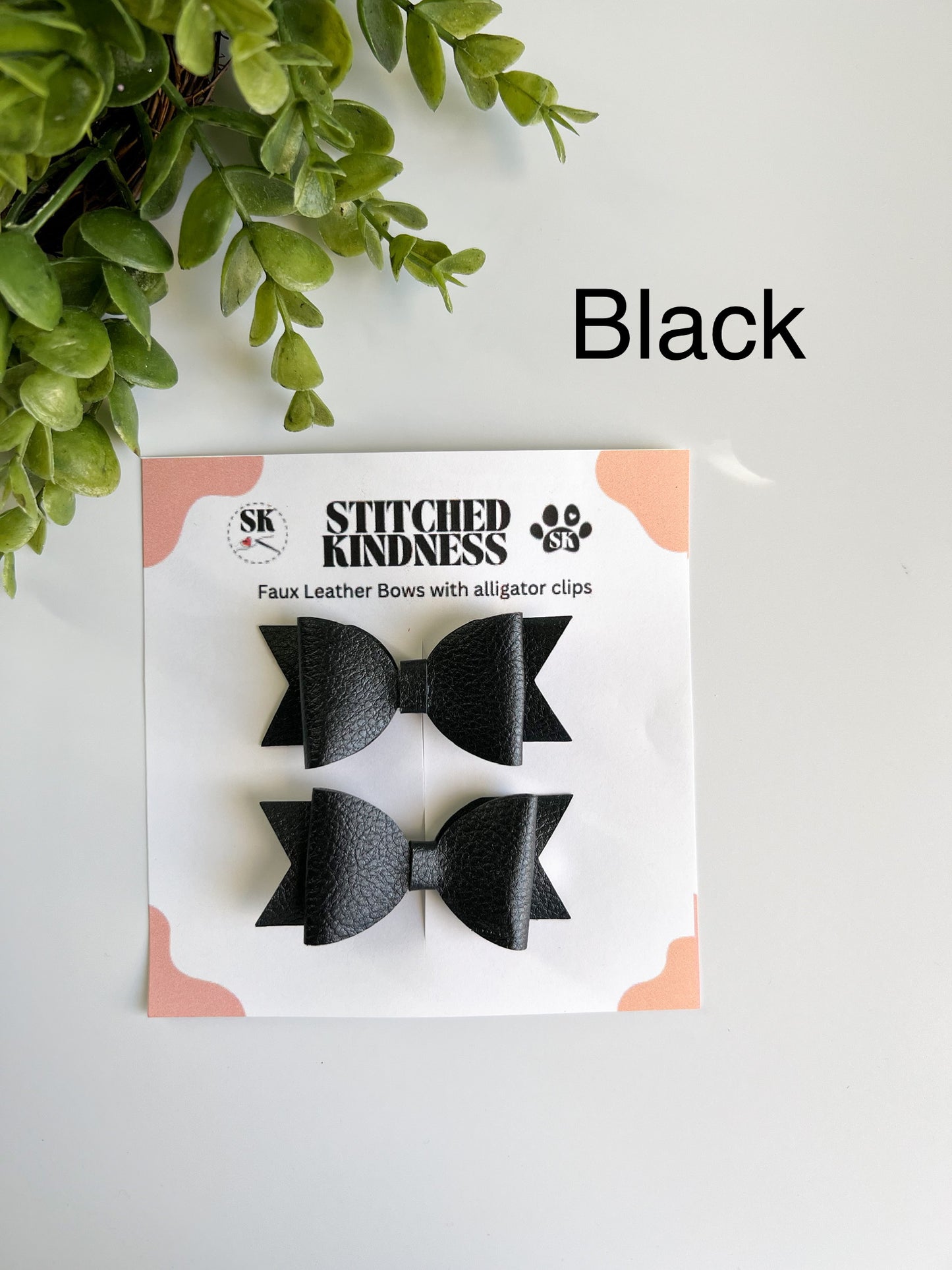 Pig Tails Faux Leather Bows