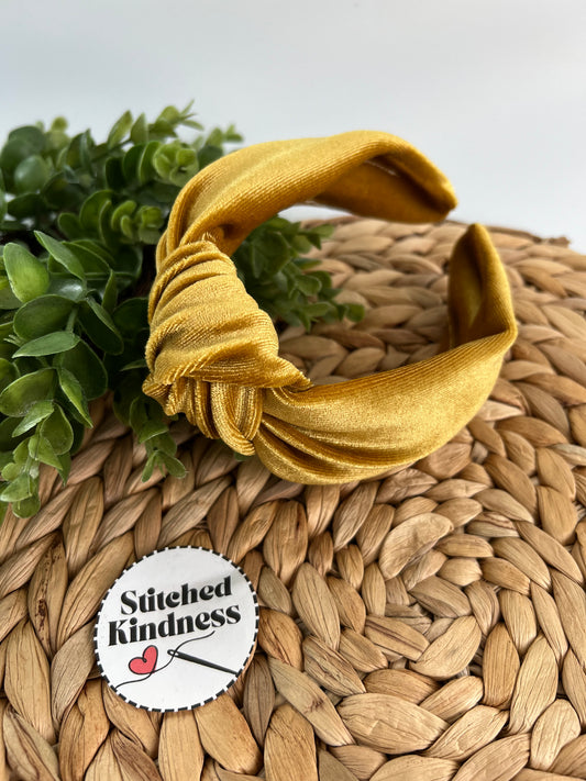 Mustard Velvet TopKnot Hard Headband