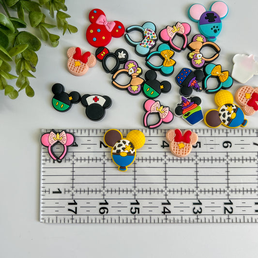 Nouse Ears Rubber Flat Back Charms Mixed 8 pcs
