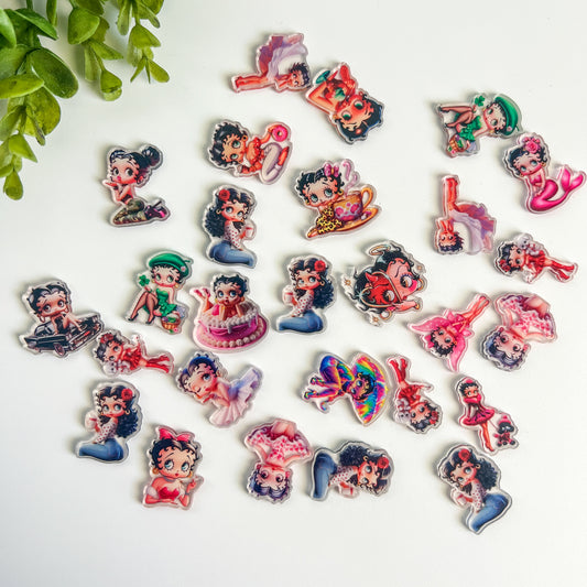 Betty Acrylic Flat Back Charms 10 pcs