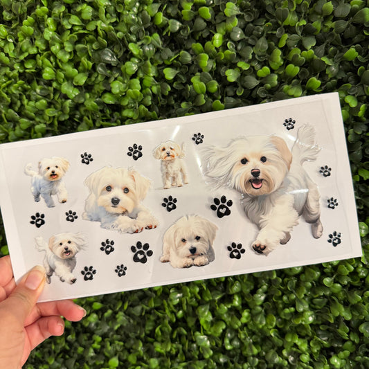 X2 Maltese Dogs  Single Sided UVDTF WRAPS