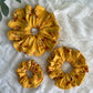 Yellow Floral Scrunchies