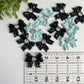 Black and Blue Bows Flat Back Charms 4 pcs