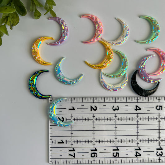 Moons Flat Back Charms Mixed Colors 14 pcs