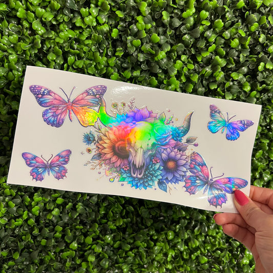 P6 Skull and Butterflies Holographic UVDTF WRAPS