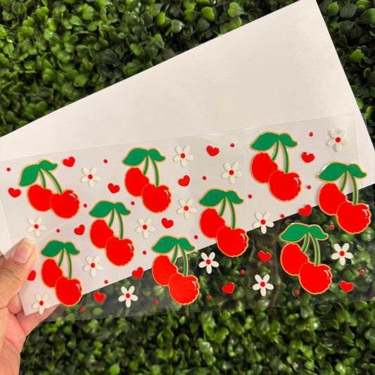 K17 Cherries with Dainty Daisies Single Sided UVDTF WRAPS