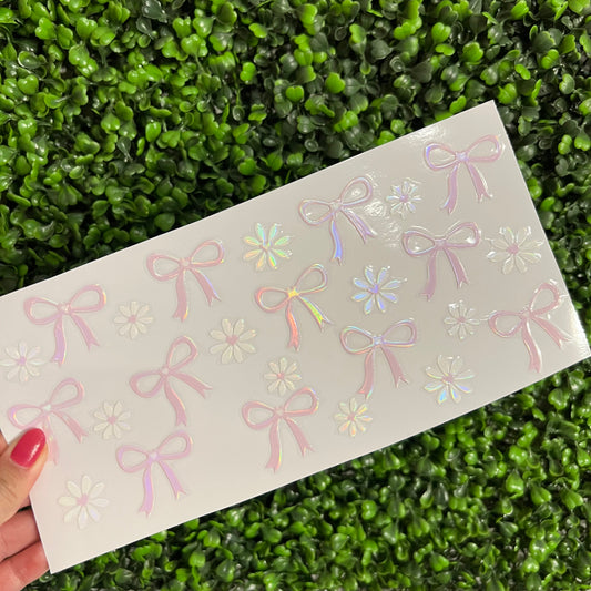 K9 Purple Bows and Daisies Holographic UVDTF WRAPS
