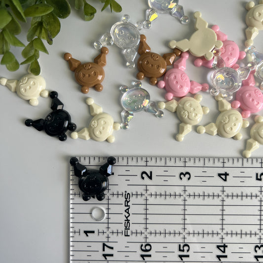 Kuku Resin Flat Back Charms Mixed Colors 8 pcs