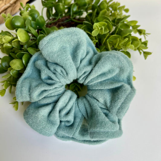 Cozy Green Scrunchies