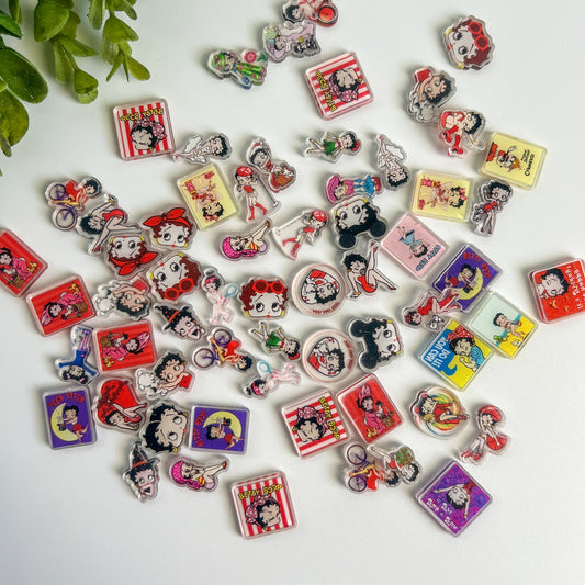 Mini Betty Acrylic Flat Back Charms 15 pcs