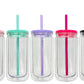 12 Ounce Pre Drilled Clear Acrylic Cup with Colored Lids & Straws