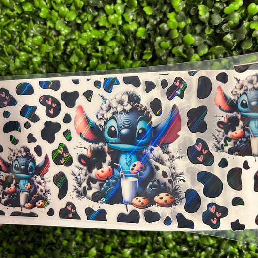 T6 Alien Cow Print Cookies and Milk Holographic UVDTF WRAPS