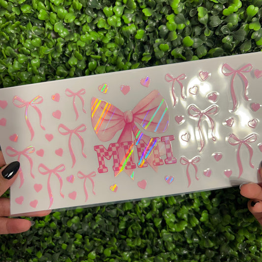 B4 Mimi Pink Bows Holographic UVDTF WRAPS