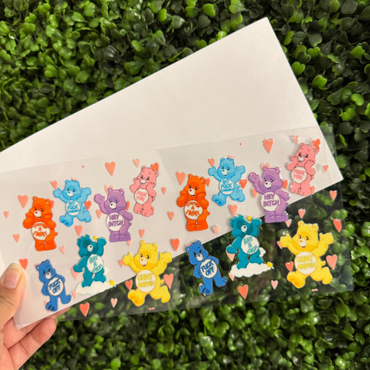 R13 Colorful Swear Bears Single Sided UVDTF WRAPS