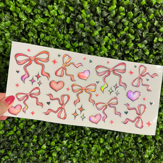K8 Bows and Hearts Doodle Holographic UVDTF WRAPS