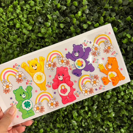 R14 Colorful Bears and Rainbows Single Sided UVDTF WRAPS