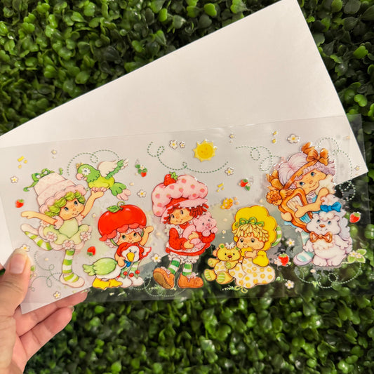S40 Strawberry Girl Animal Friends Single Sided UVDTF WRAPS