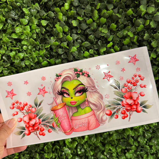 Y41 Pink Grinchy Single Sided UVDTF WRAPS