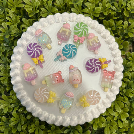 Popsicles and Lollipops Flat Back Charms Mixed 8 pcs