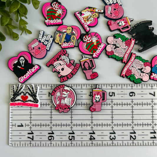 Horror Friends Rubber Flat Back Charms Mixed 8 pcs