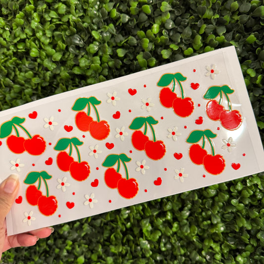 K17 Cherries with Dainty Daisies Single Sided UVDTF WRAPS