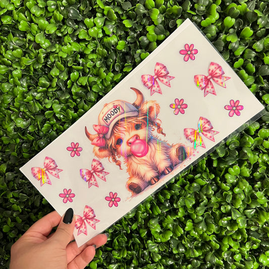 M11 Moody Bubblegum Cow Cow Holographic UVDTF WRAPS