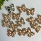 Rhinestoned Pearl Butterflies Flat Back Charms 5 pcs