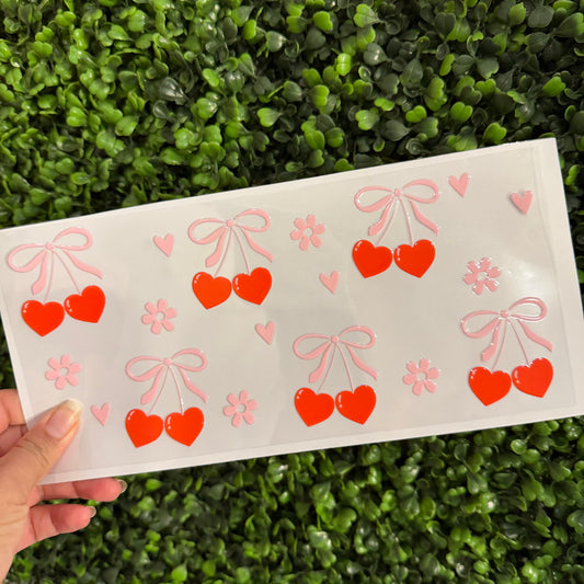 K19 Heart Cherries with Bows Single Sided UVDTF WRAPS
