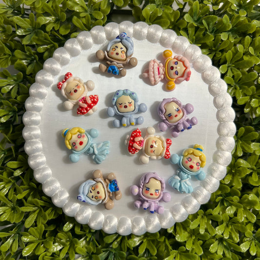 Small Skull Panda Flat Back Charms Mixed 6 pcs