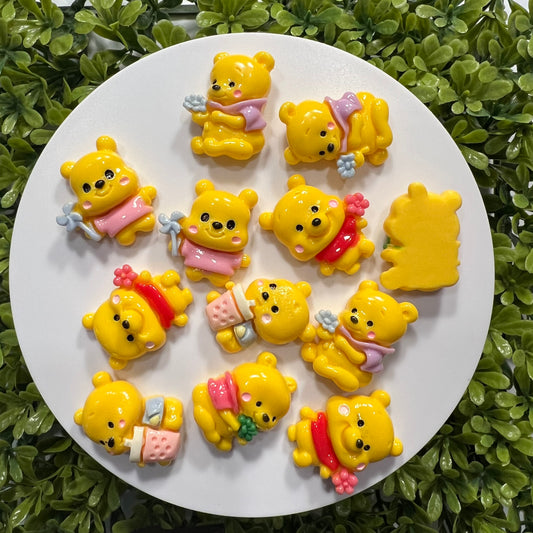 Baby Honey Bear Flat Back Charms Mixed 6 pcs