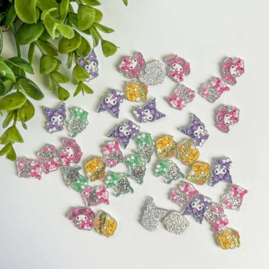 Cat and Friends Acrylic Flat Back Charms Mixed Colors 15pcs