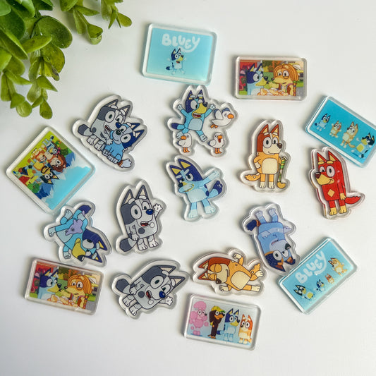 Blue Dog Acrylic Flat Back Charms 8 pcs
