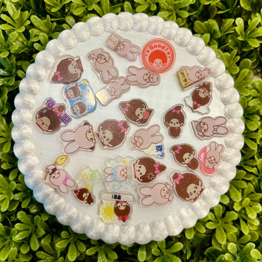 Monchichi Small Acrylic Charms Mixed 15 pcs