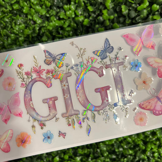 B6 Gigi Butterflies and Floral Holographic UVDTF WRAPS